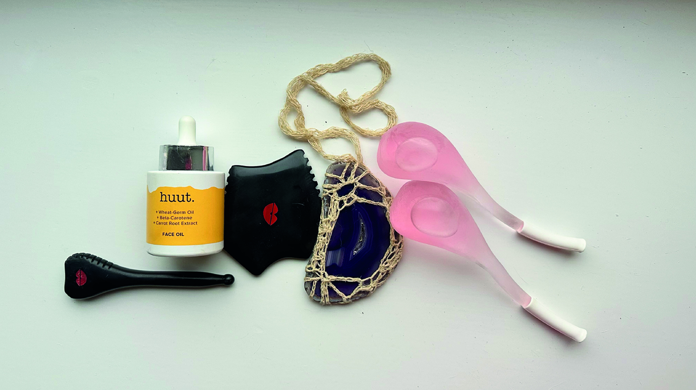Clean Beauty with stones, ice and brushes